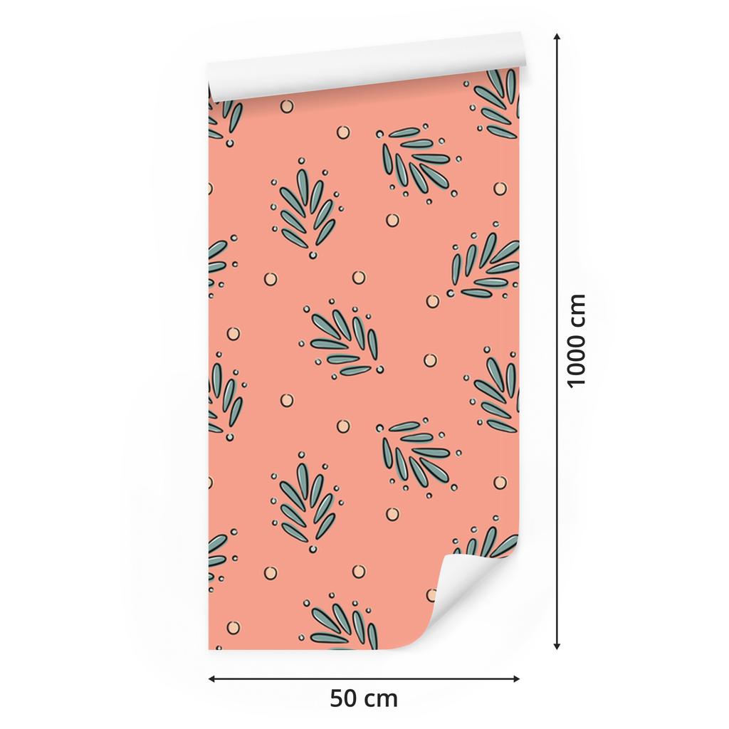 Wallpaper Small Flowers Coral, Peach and Orange 50x1000
