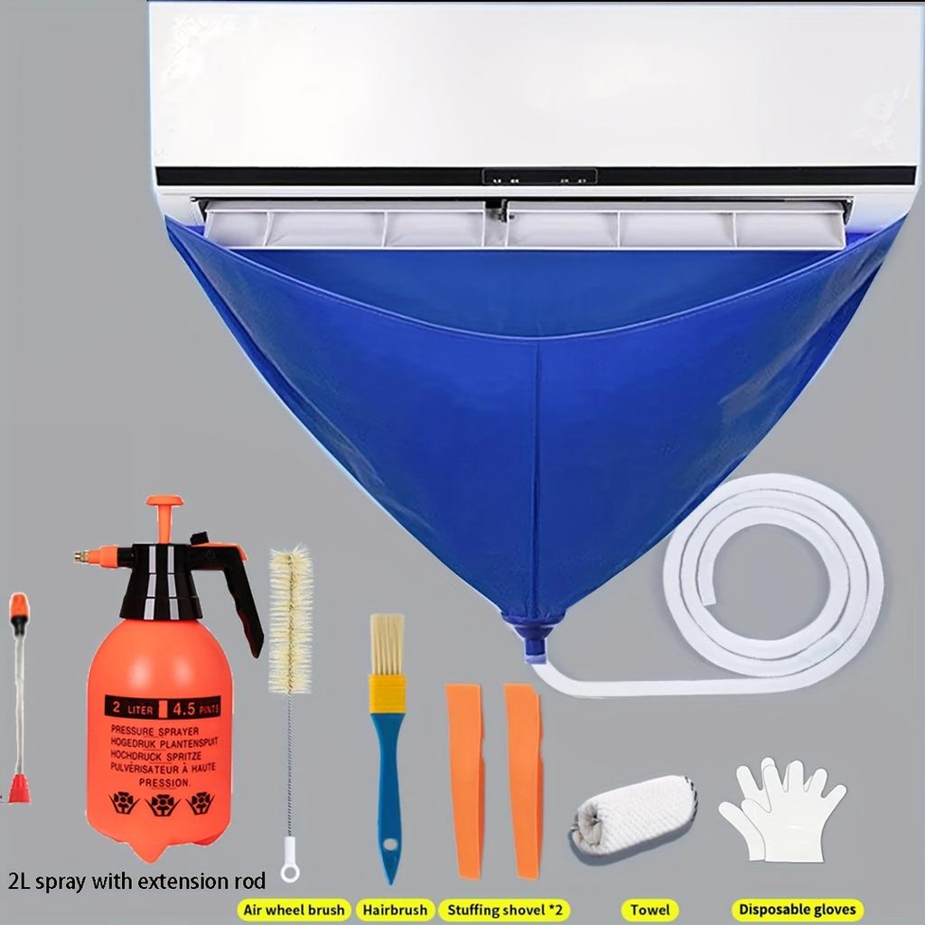 6/8 Stück 90cm/35,4in Verdickte Hängende Klimaanlagen-Reinigungsabdeckung Set 9000-18000BTU mit Ablaufschlauch Sprühbürste Sommer-Set