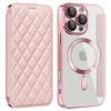 For iPhone 16 Pro Max Magnetic Case Card Slots RFID Blocking Leather Phone Cover