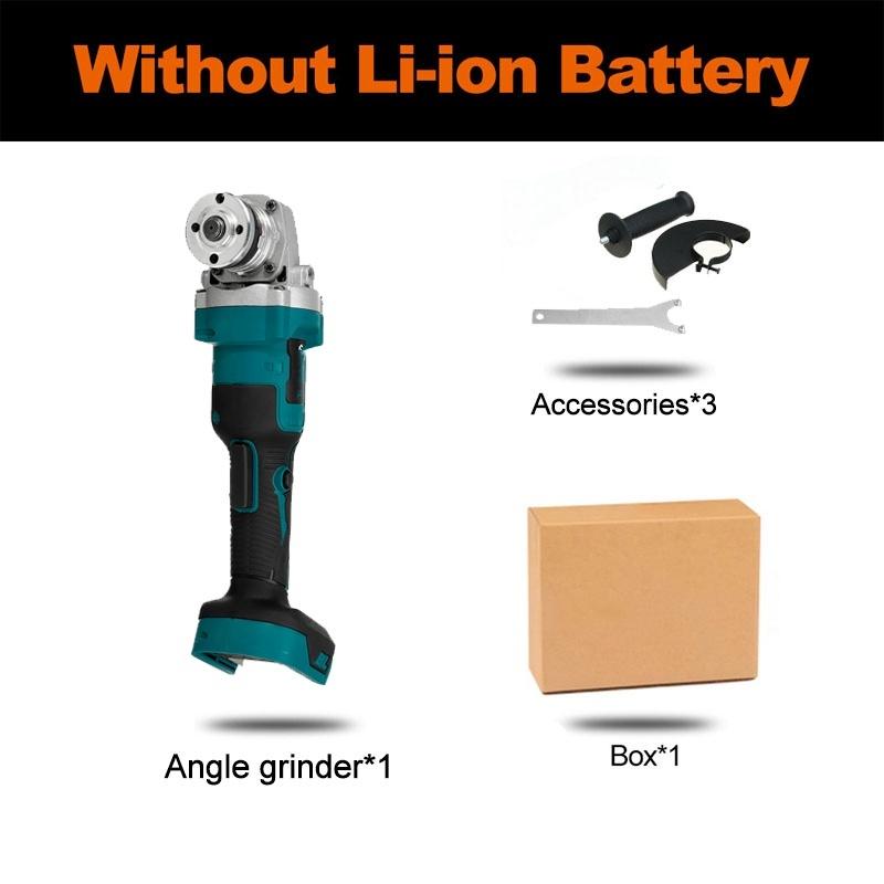 

388VF Бесщеточная аккумуляторная электрическая угловая шлифмашина 125 мм, перезаряжаемая шлифовально-отрезная машина, электроинструмент для аккумулятора 18 В, 1600 Вт Only machine