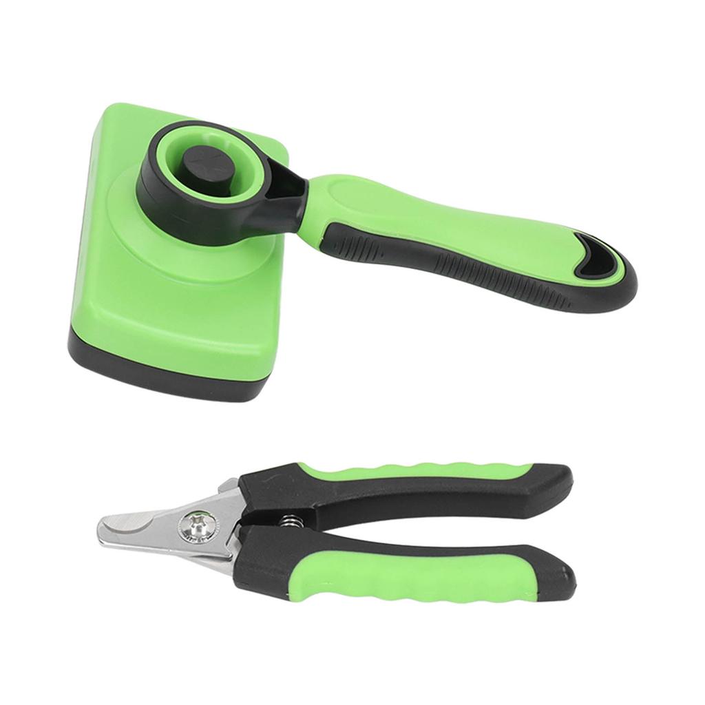 Pet Grooming Brush Nail Clippers Kit Pet Self Cleaning Brush and Nail Clippers Set for Dogs Cats