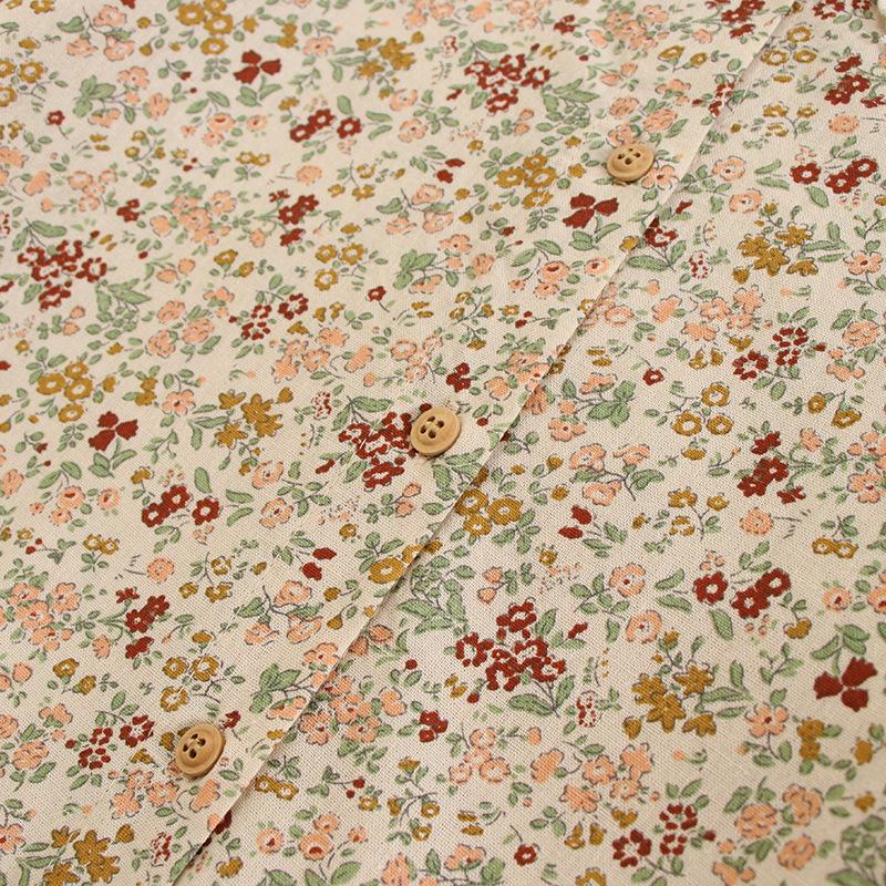 Mori Girl Blommig dockkrageklänning med lös passform och lapptäcke i spetskant