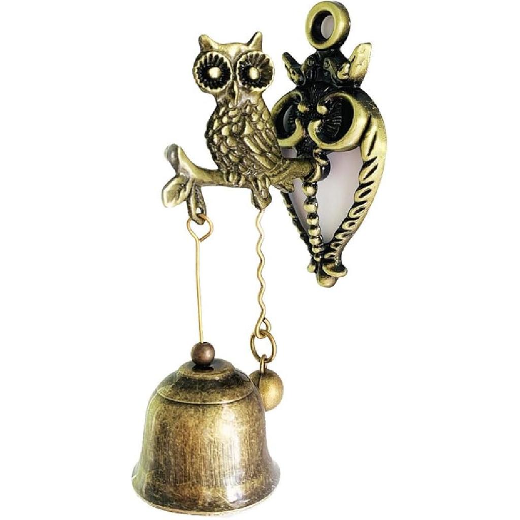 Vintage Metal Doorbell Retro/Classic Magnetic Wind Chimes Decoration for Shopkeepers, Wall Door Ornaments Indoor Outdoor, Owl