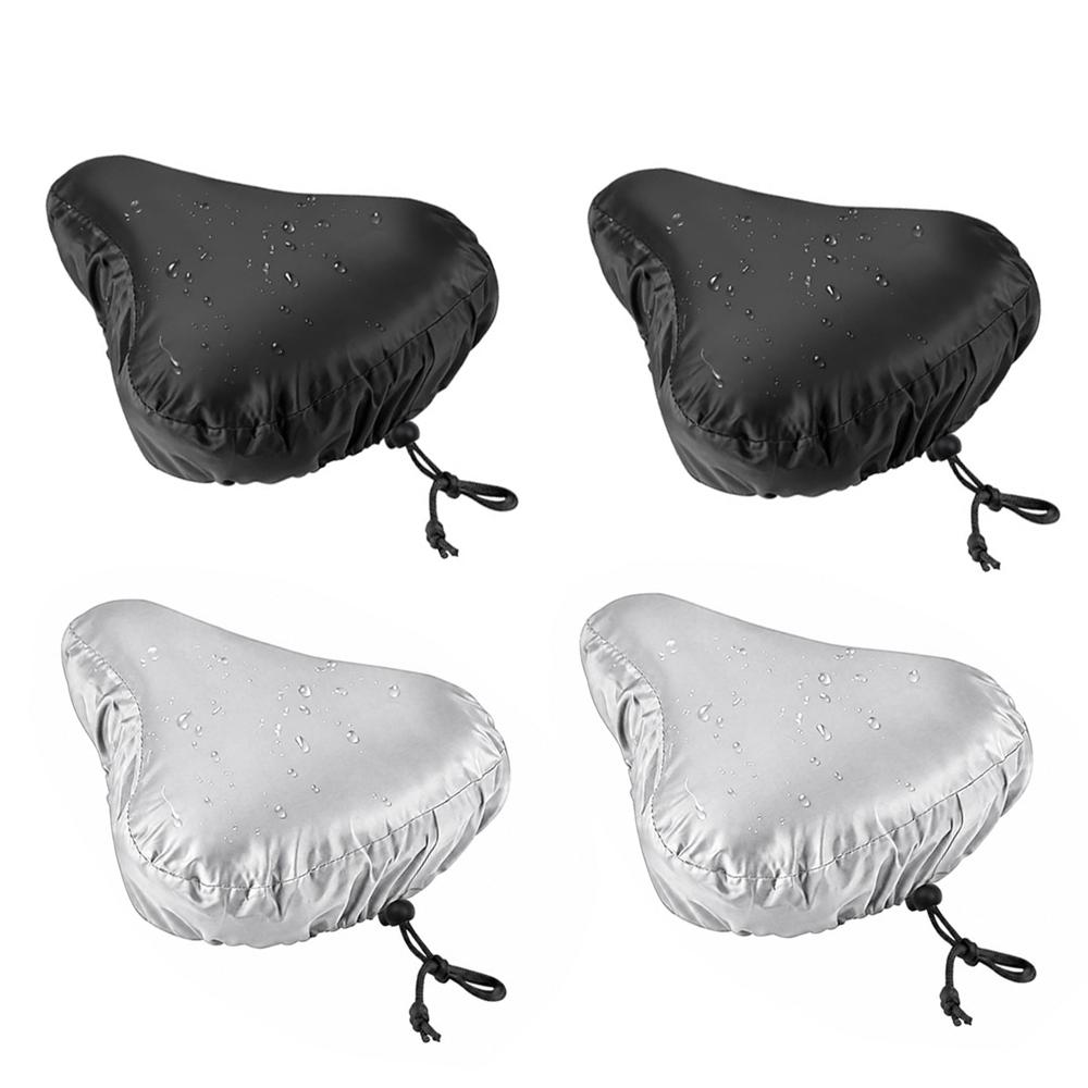 

4PCS with Drawstring Bike Seat Cover Cycling Seat Cushion Cover Mountain Bike Protection 2 x Black+2 x Silver