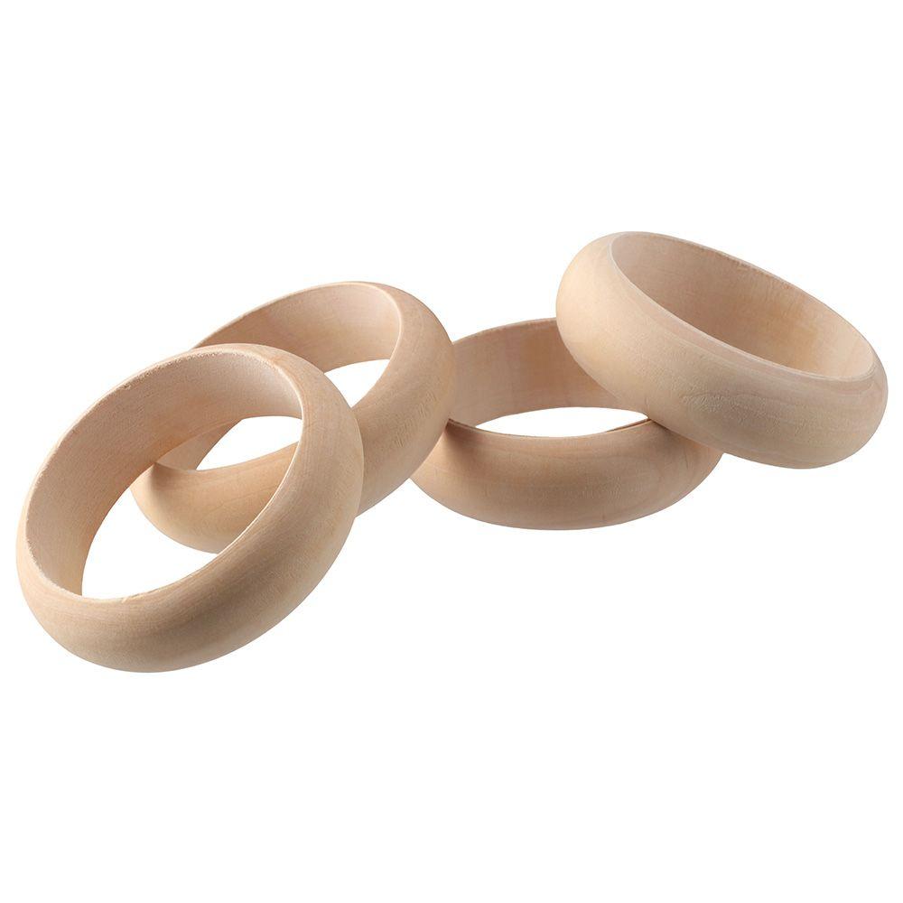 4pcs Wood Bangles 3.4 x 1 Inch Unfinished Wood Bangle Round Circle Blank Bangle Wooden Natural Wooden Circles DIY Craft Making