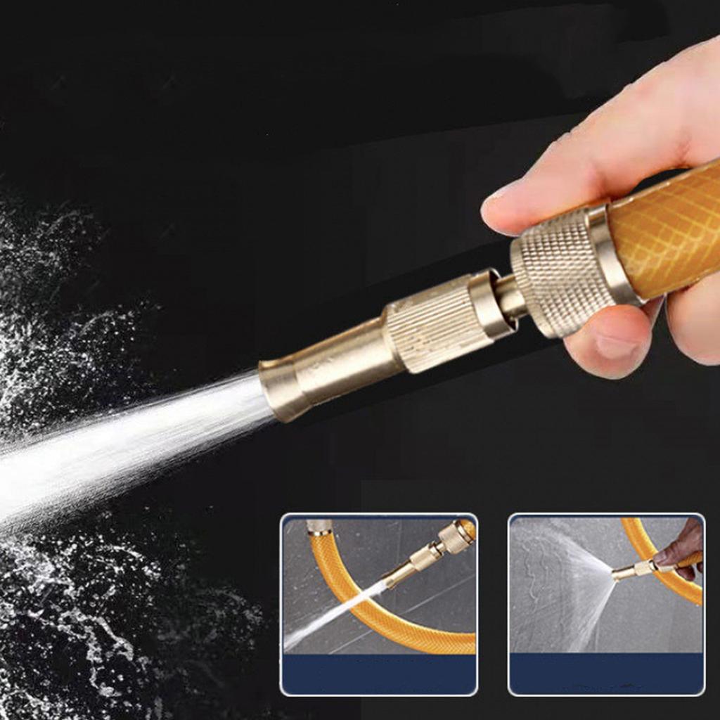 1/2" 3/4" Brass Hose Nozzle High Pressure for Car or Garden Adjustable Water Sprayer from Spray to Jet Heavy-Duty Hose Nozzle