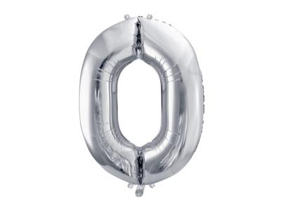Silver Foil Balloon Number "0" 86 Cm