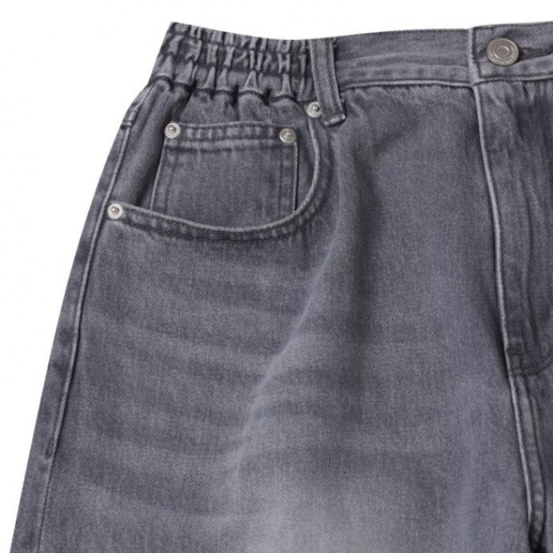 Customellow Gray Wide Fit Banding Jeans Cwpam25390gyl