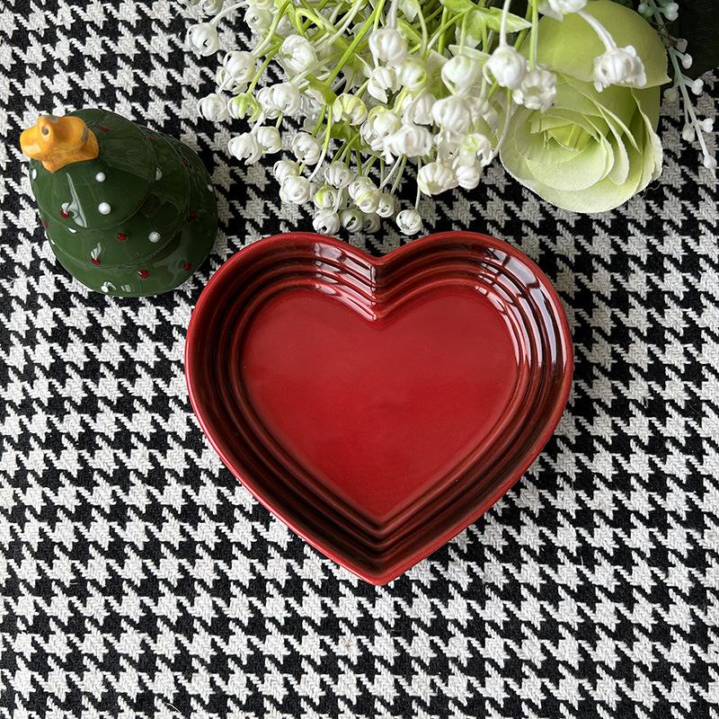 Ceramic Cat Bowl Extra Heart-Shaped Wide Anti Vomiting Stress Free Design12Cm Durable Ceramic Pet Bowl For Small Cats Dogs