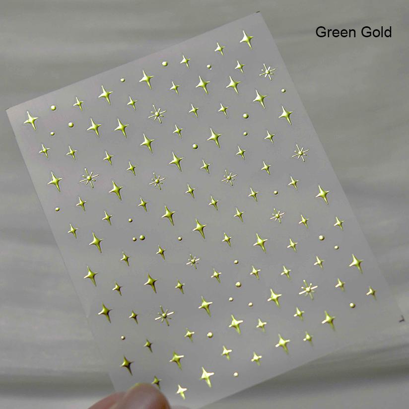 1 piece 5D silver nail stickers metal mini star nail art stickers high quality exquisite decals self-adhesive nail art stickers