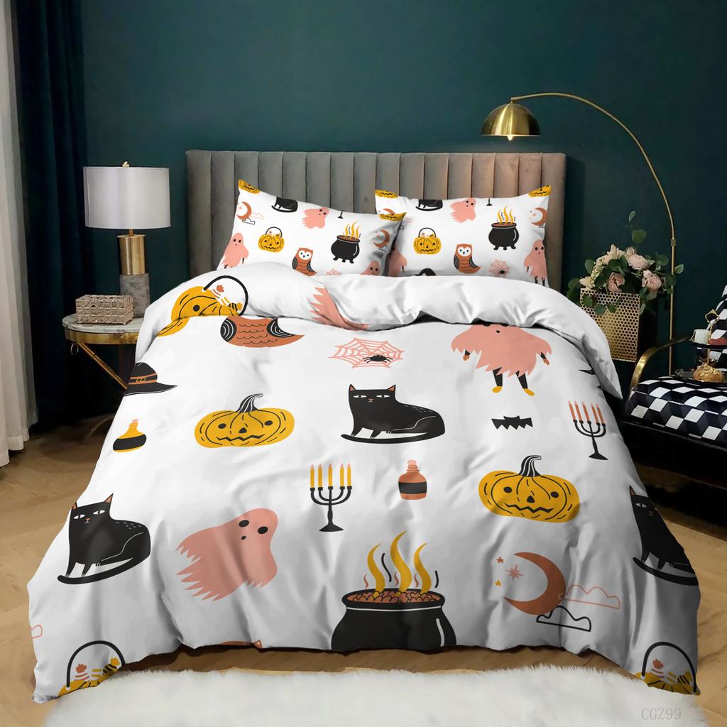 Hot-Selling Holiday Halloween Three-Piece Digital Printing Quilt Cover Bedding