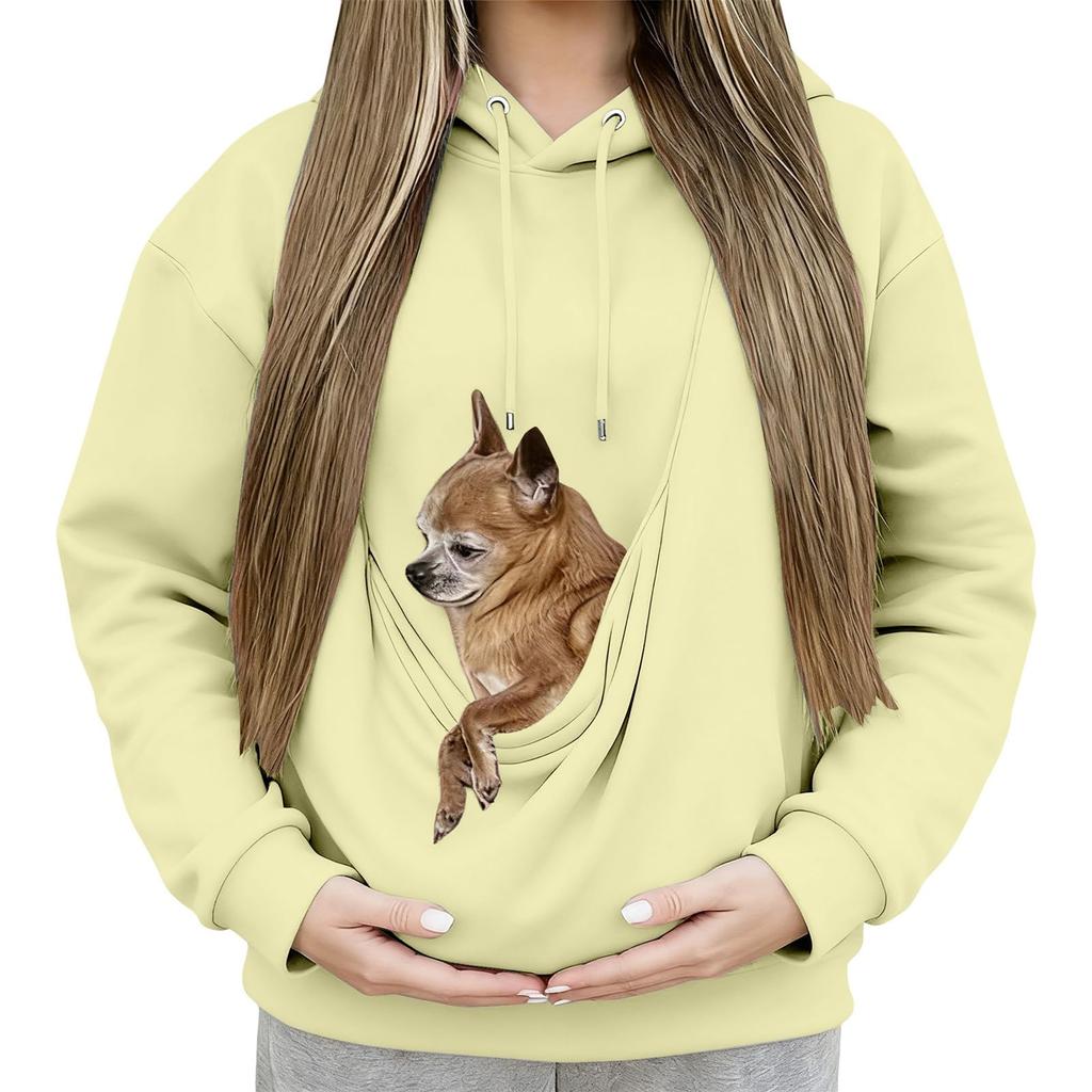 Women's Hoodie, Pet Bag, Sports Shirt, Pet Cat And Dog Pocket Holder, Top