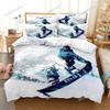Ski Sports Duvet Cover Set Full Size Winter Sports Skiing Bedding Sets Snow Mountain Landscape Comforter Cover for Boys Girls369