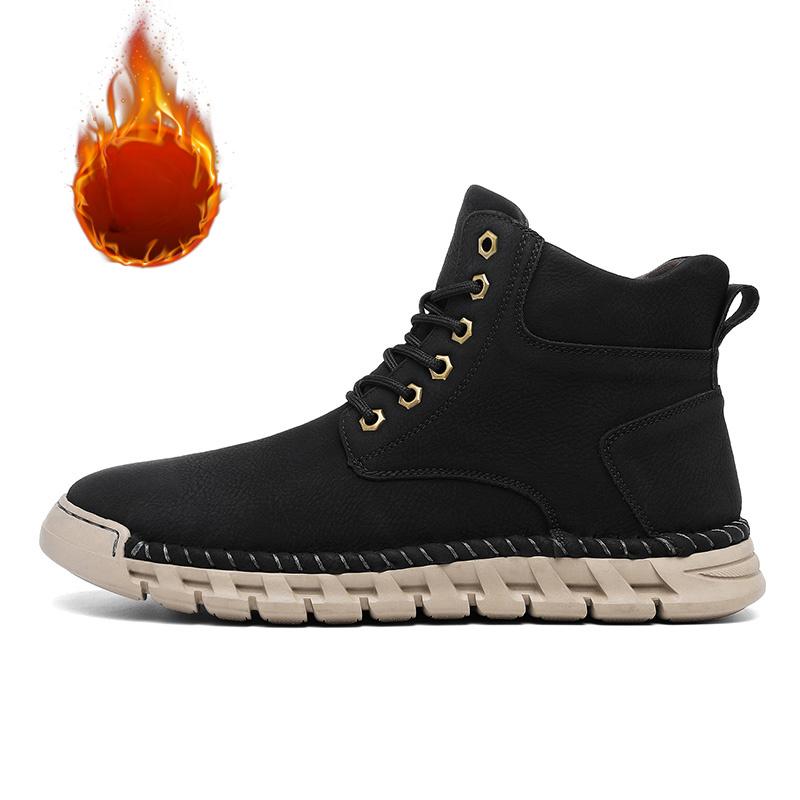 

Классические мужские лоферы ручной работы Мужская повседневная обувь Мужские зимние ботинки Уличные водонепроницаемые ботинки 46-1 чёрный