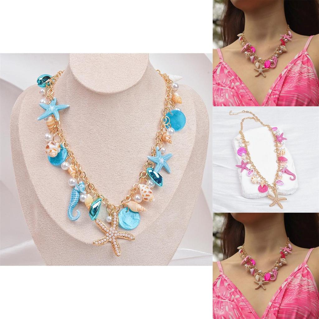 Beach Shell Necklace With Heart Shape Pendant And Zinc Alloy Chain For Women