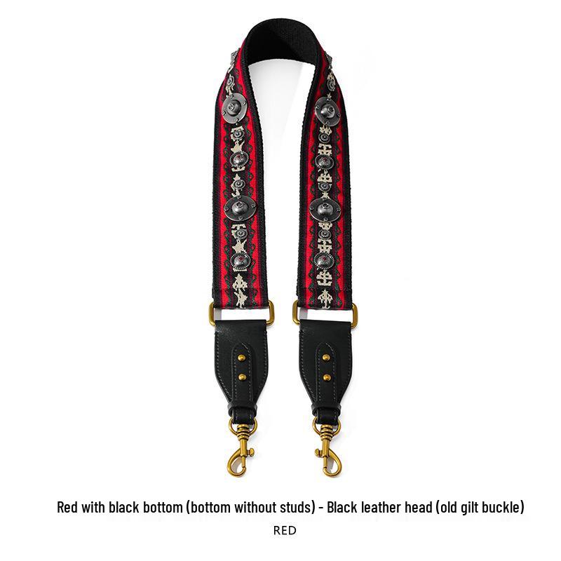 Ma Huang Shi Women's Genuine Leather Vintage Saddle Bag Strap with Rivets