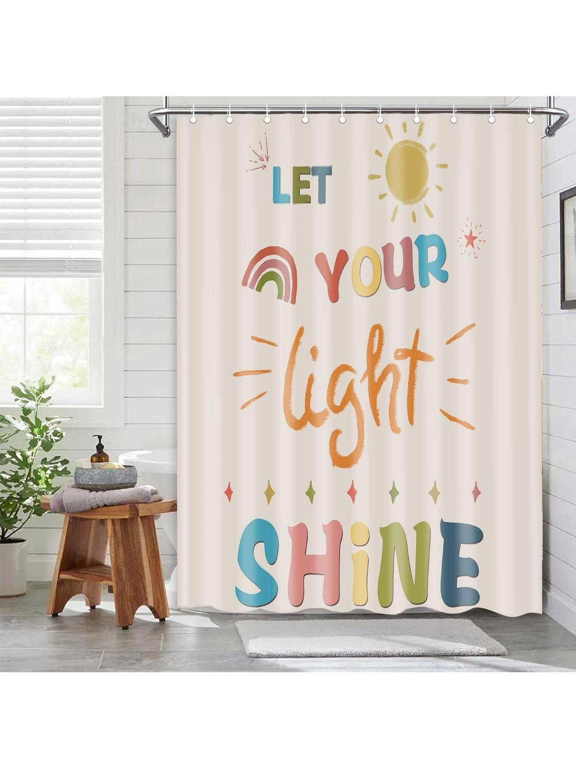 Цветные наборы штор для душа в детскую ванную с цитатами, мультяшные, вдохновляющие, классические, английские буквы, пусть ваш свет сияет 90x180CM
