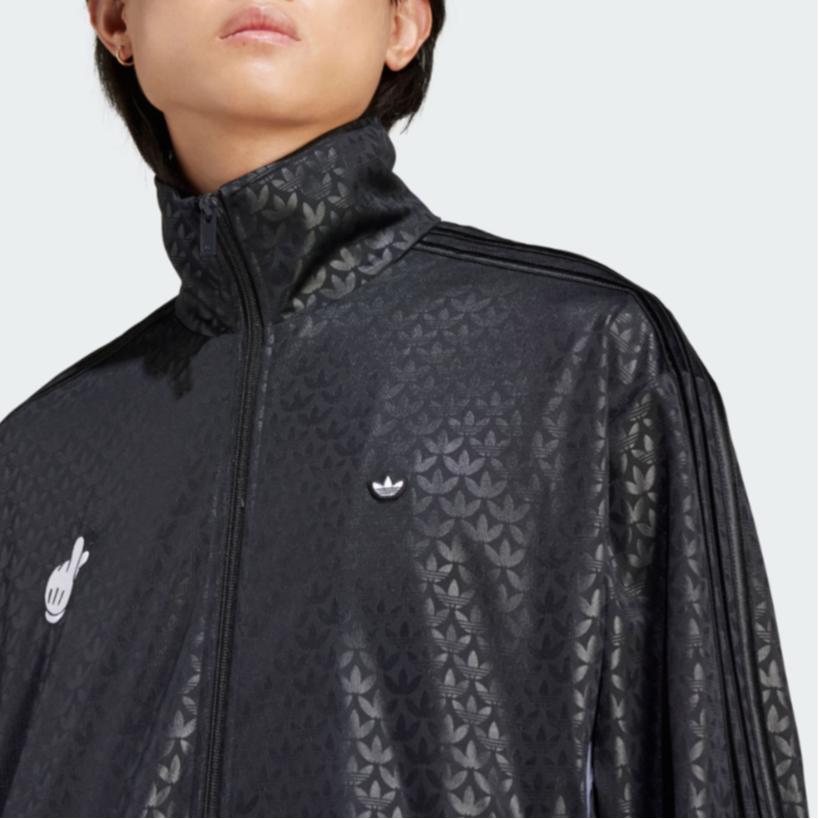 Adidas Originals Mickey Mouse SS24 Giacca da Uomo Nera con Logo Stampa Guanto con Cerniera e Collo Alto IY2264