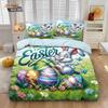 3pcs Easter Cute Rabbit Easter Egg Printed Core Free Down Duvet Cover Set Multi Size Bedding Decoration Machine Washable