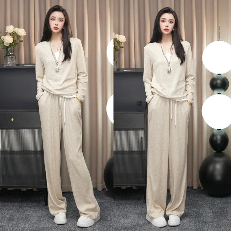 

Осень 2025 Стильный приталенный повседневный костюм-двойка из драпирующейся ткани без головного убора L (95-110 lbs)