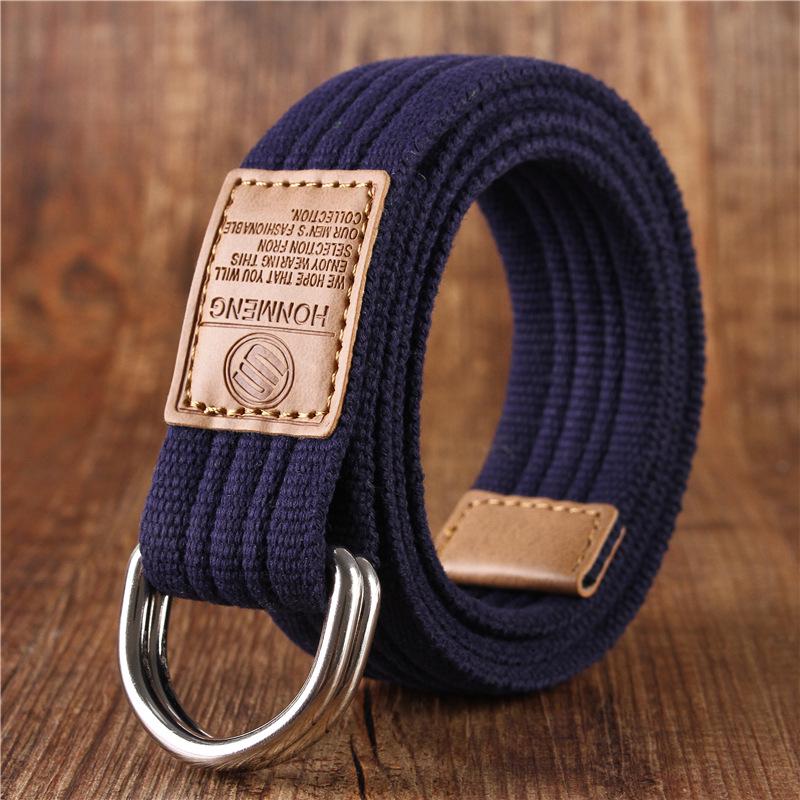 Korean Style Unisex Canvas Belt: 19 Colors, Double Ring Buckle, Casual & Business Design