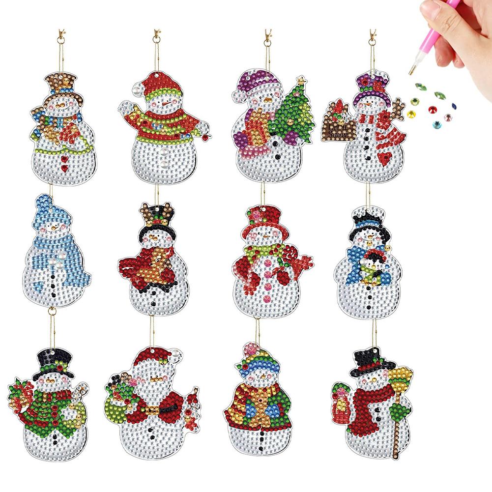 

12pcs Christmas Diamond Art Keyring DIY Diamond Art Painting Keychains Diamond Art Ornaments for Beginners Unique Handmade Gift