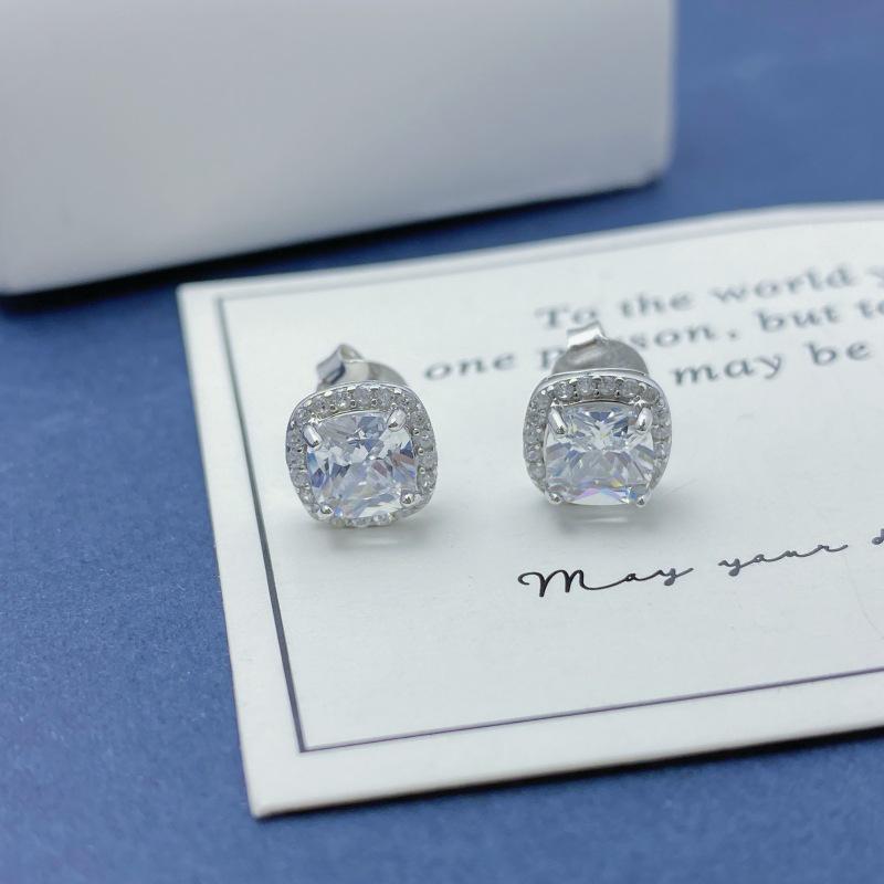 

Korean Style Sterling Silver Star Ring & Square Zircon Stud Earrings for Women - Chic and Elegant Jewelry Set 925 Sterling Silver