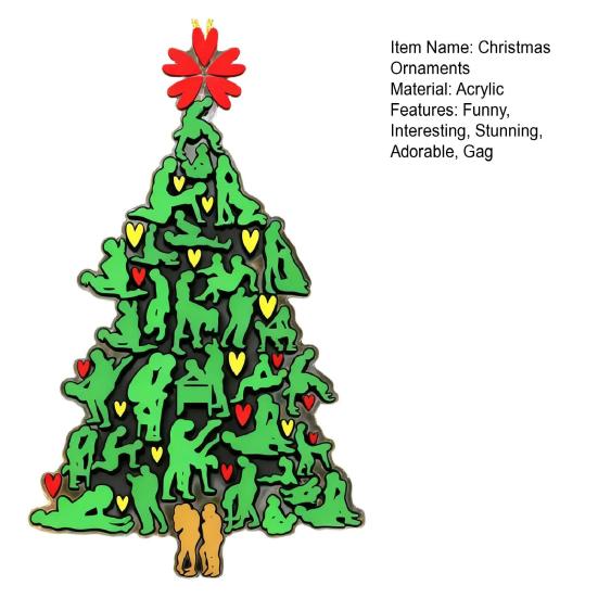 Yousheng The Naughty Tree Cheeky Christmas Ornament Green Tree Shaped Christmas Hanging Decor Funny Adults Posture Ornaments Gag Gifts for Couples