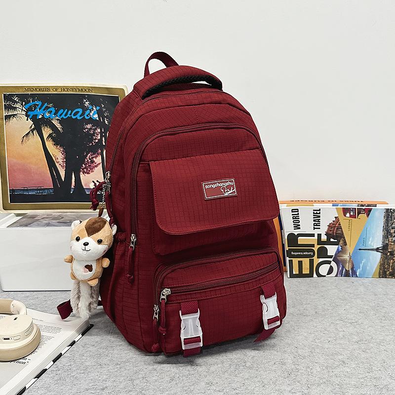 School bag Korean ins solid color backpack couple casual simple lightweight versatile large capacity