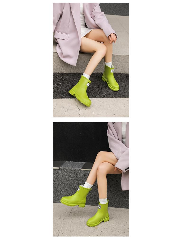 High-End Women's Mid-Calf Non-Slip Waterproof Rain Boots - Japanese Korean Style