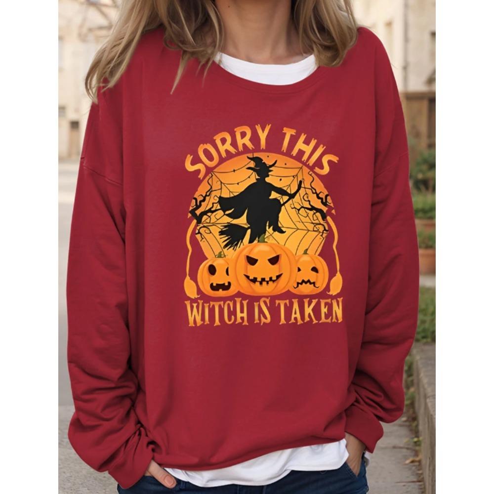 Tops for Women Halloween Print Round Neck Long Sleeve T-shirt Fall Casual Slim Pullover Women's Long Sleeve Top
