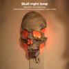 Skull Night Lamp Plug Into Wall Adjustable Brightness Resin Skeleton Night Light Skull Wall Decor for Halloween EU Plug 220V