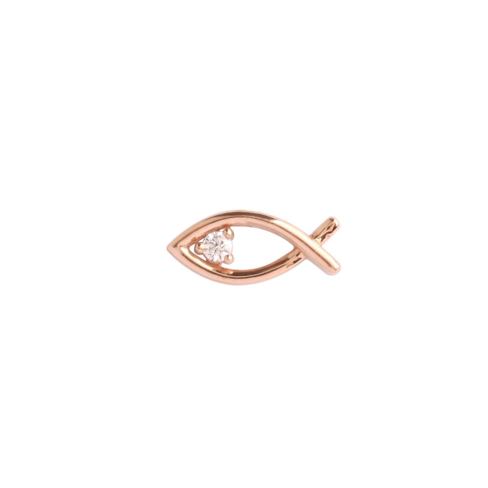 14K line fish piercing on one side