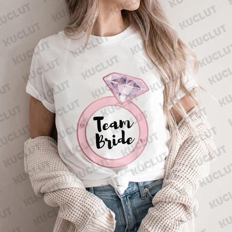Team Braut T-Shirt Hochzeit Junggesellinnenabschied Hen Party T-Shirt Damen Ästhetische Kleidung Kurzarm T-Shirts Abschied vom Singleleben EVJF Tops