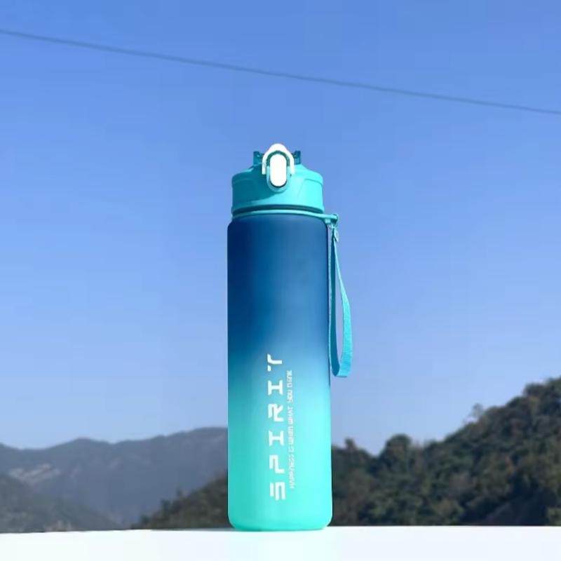 780ml Farbverlauf Sportflasche mit auslaufsicherem Deckel & Schriftzug, Leicht zu trinken für Fitnessstudio/Outdoor/Radfahren/Laufen/Angeln, Geburtstags-/Schulgeschenk