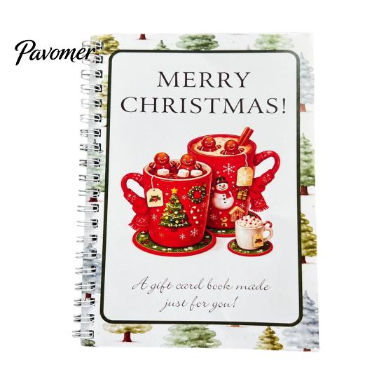 Portable Memory Keeper for Cash Christmas Gift Card Book, 7" x 5" Spiral Bound Merry Unique DIY Holiday Solution Booklet, Greeting Album, Personalized