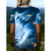 Plus Size Women's 2026 Summer New 3D Print V-Neck Short Sleeve T-Shirt, Slimming Loose Fit Versatile Casual Top, No Accessories Included