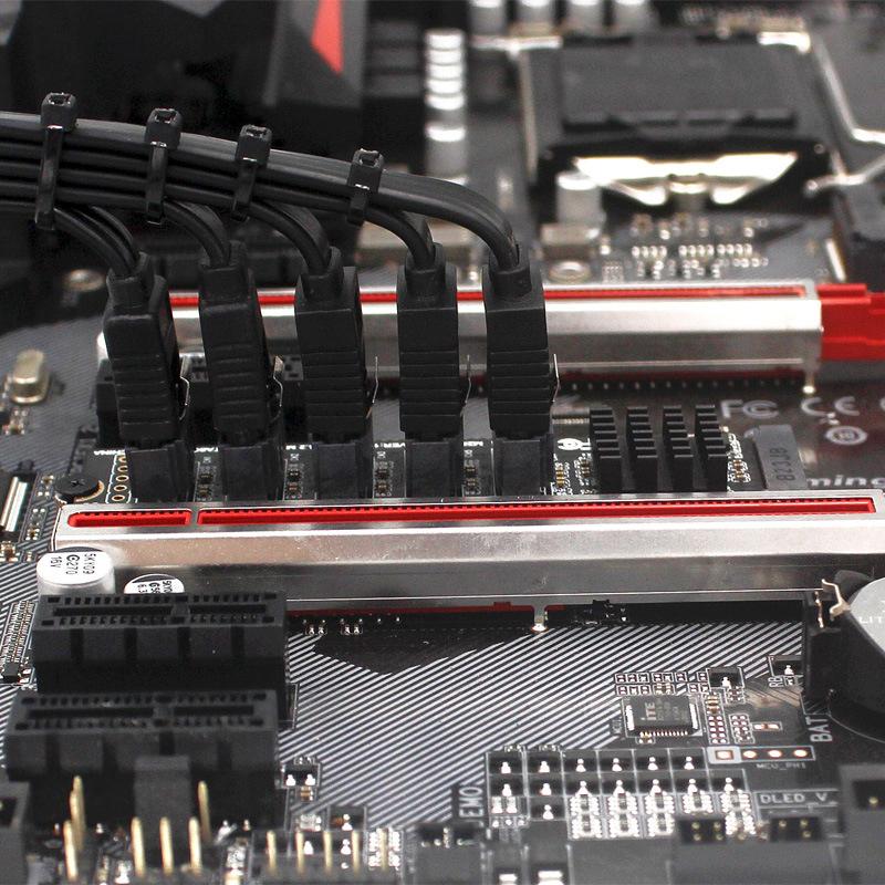 M.2 Nvme Pci-E Pcie X4 X8 X16 To 5 Port 3.0 Sata Adapter Card Riser Iii Asm1166 6Gb/S Chassis Server Pc Computer Expansion