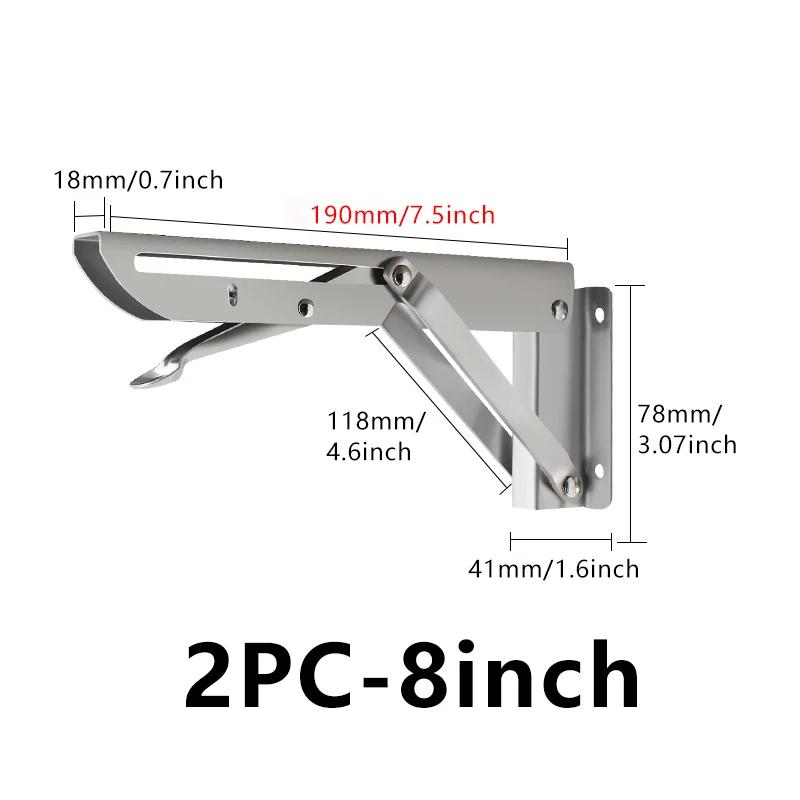 

2-Pack Brushed Stainless Steel 8-18 Inch Adjustable Folding Angle Bracket – Heavy-Duty Wall-Mounted Shelf Support Triangle 2 pcs