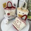 2025 Cute Cartoon Zipper Canvas Bucket Bag - Small Tote for Students and Moms