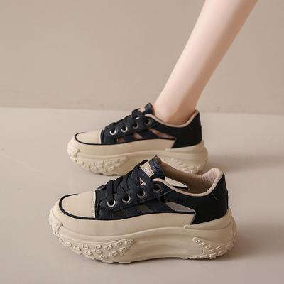 Summer New Hollow Out Breathable Clunky Sneakers Women's Ins Casual Shoes Women's Platform Height Increasing Running Sandals Wholesale
