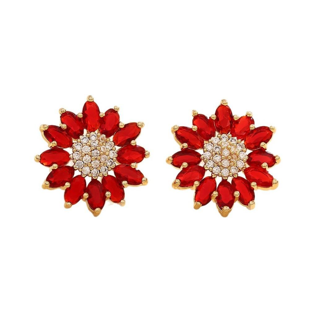 Sunflower Zircon Earrings For Women Elegant Floral Jewelry Gift For Her