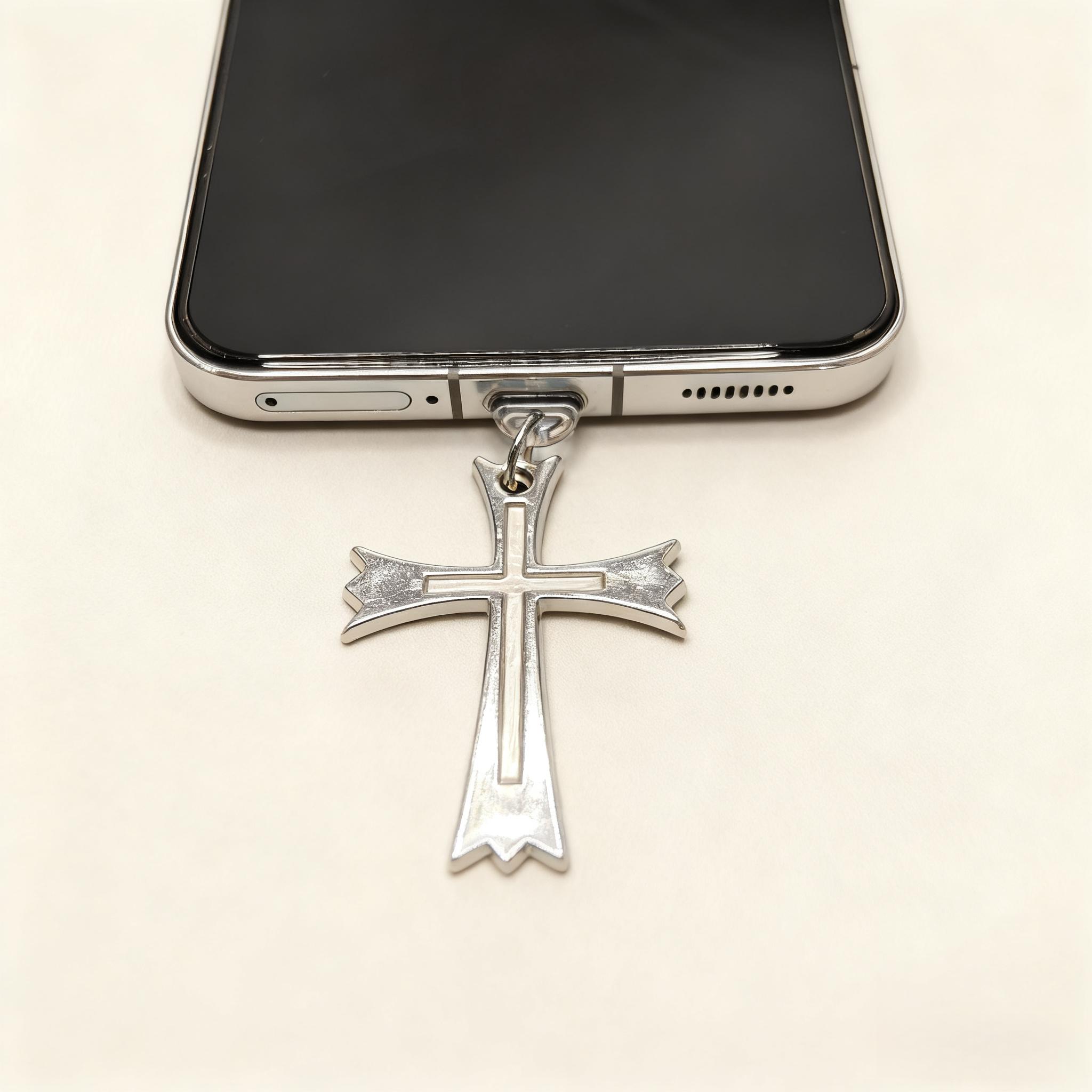 

Изысканная металлическая подвеска-заглушка для телефона в виде креста, практичное украшение с двойными функциями, изысканный аксессуар для телефона, маленький подарок For iPhone5-14