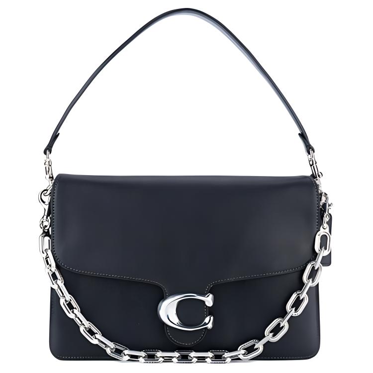 

Coach Tabby 30 Flap Closure Leather Shoulder Bag Large Women Shoulder Bag Black CAF51-LHBLK Basic Set (Bag+Dust Bag)