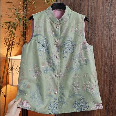 Nakışlı Yelek, Tang Takımı, Çin Stili, İlkbahar ve Yaz Yeni Stil Çiğsam Etnik Stil At Klipsli Retro Yelek Kadınlar için Çin Üstleri