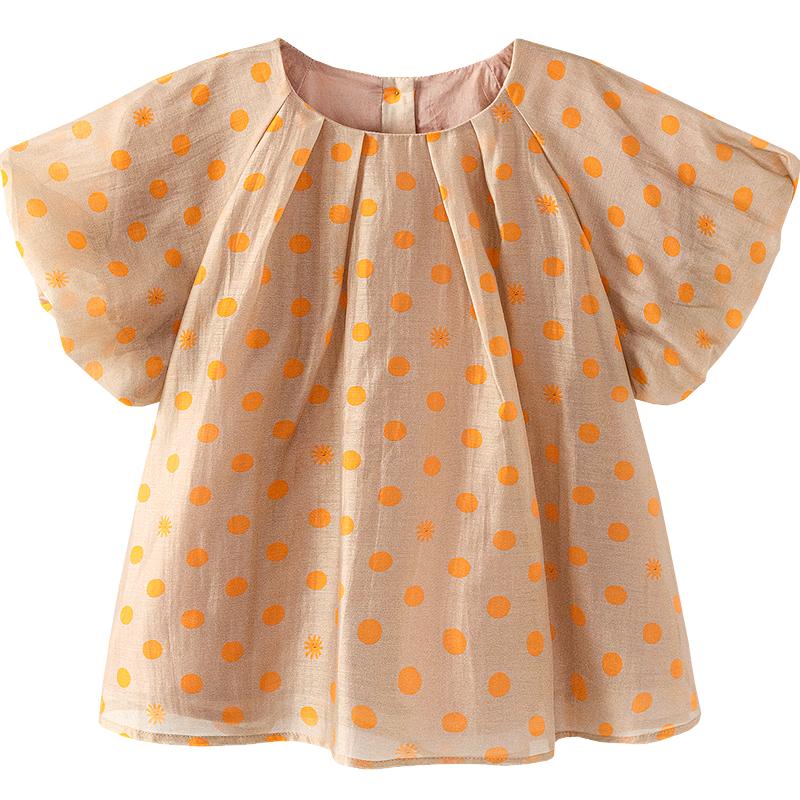 Minibala Girls' Polka Dot Puff Sleeve Top