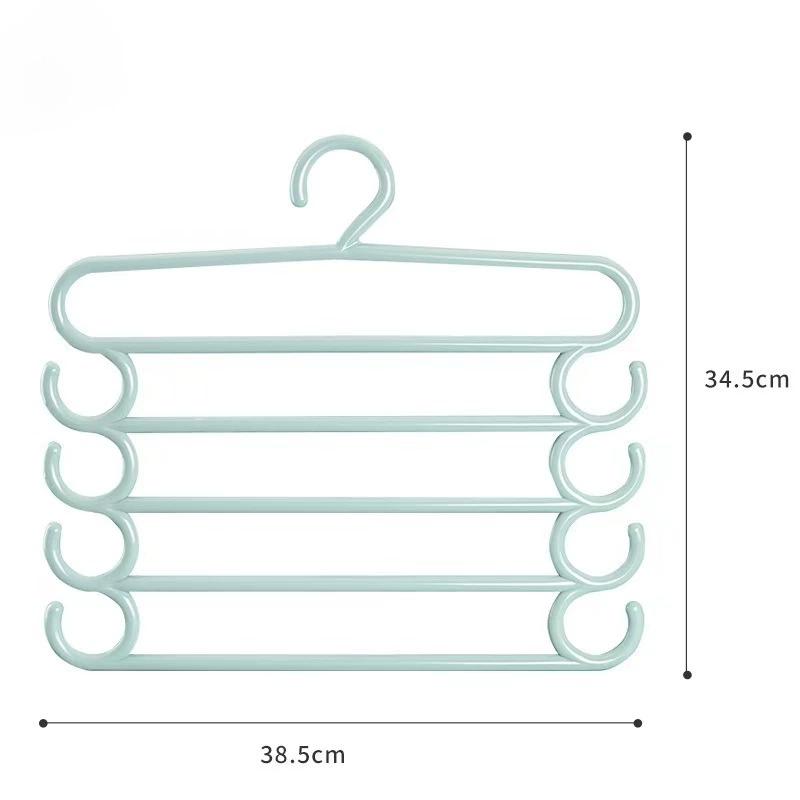

1 шт. Стойка для брюк многофункциональная, экономящая место в доме, многослойная вешалка для брюк, цветная прищепка для одежды, 5 слоев зелёный