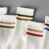 5 Pairs of Spring and Summer Pure White Striped College Style Socks