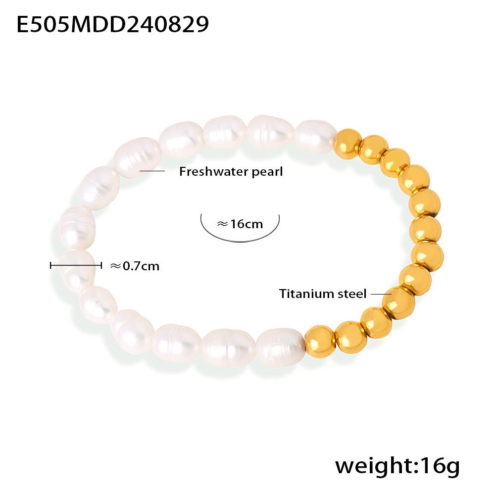 

Французское сверкающее ожерелье из зеленого стекла и пресноводного жемчуга с граненым кулоном и жемчужный браслет из титановой стали в стиле мамы