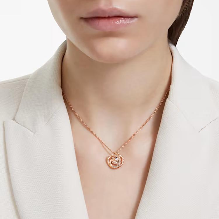 Swarovski Generation Pendant Necklace White Rose Gold Tone Women necklace 5636513